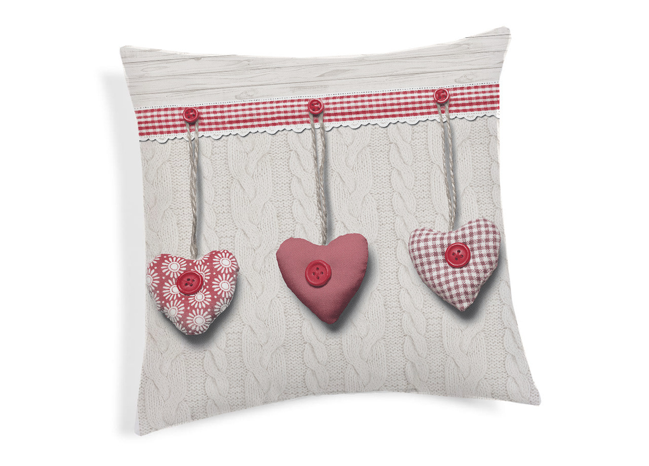 Coppia Cuscini Decorativi Per Divano Fantasia Cuore Appeso Colore Rosso