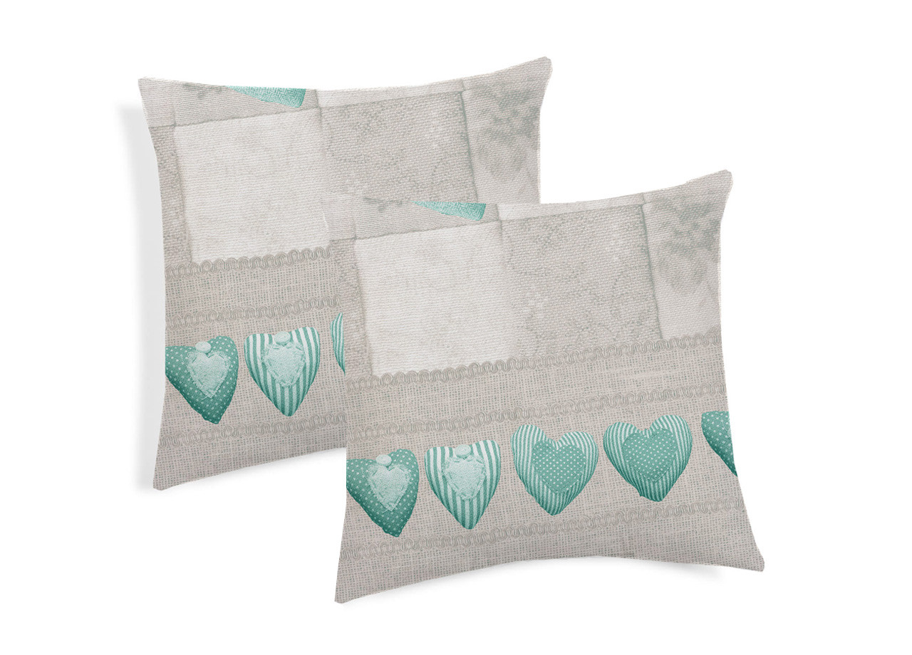 Coppia Cuscini Decorativi Per Divano Fantasia Patchwork Colore Verde