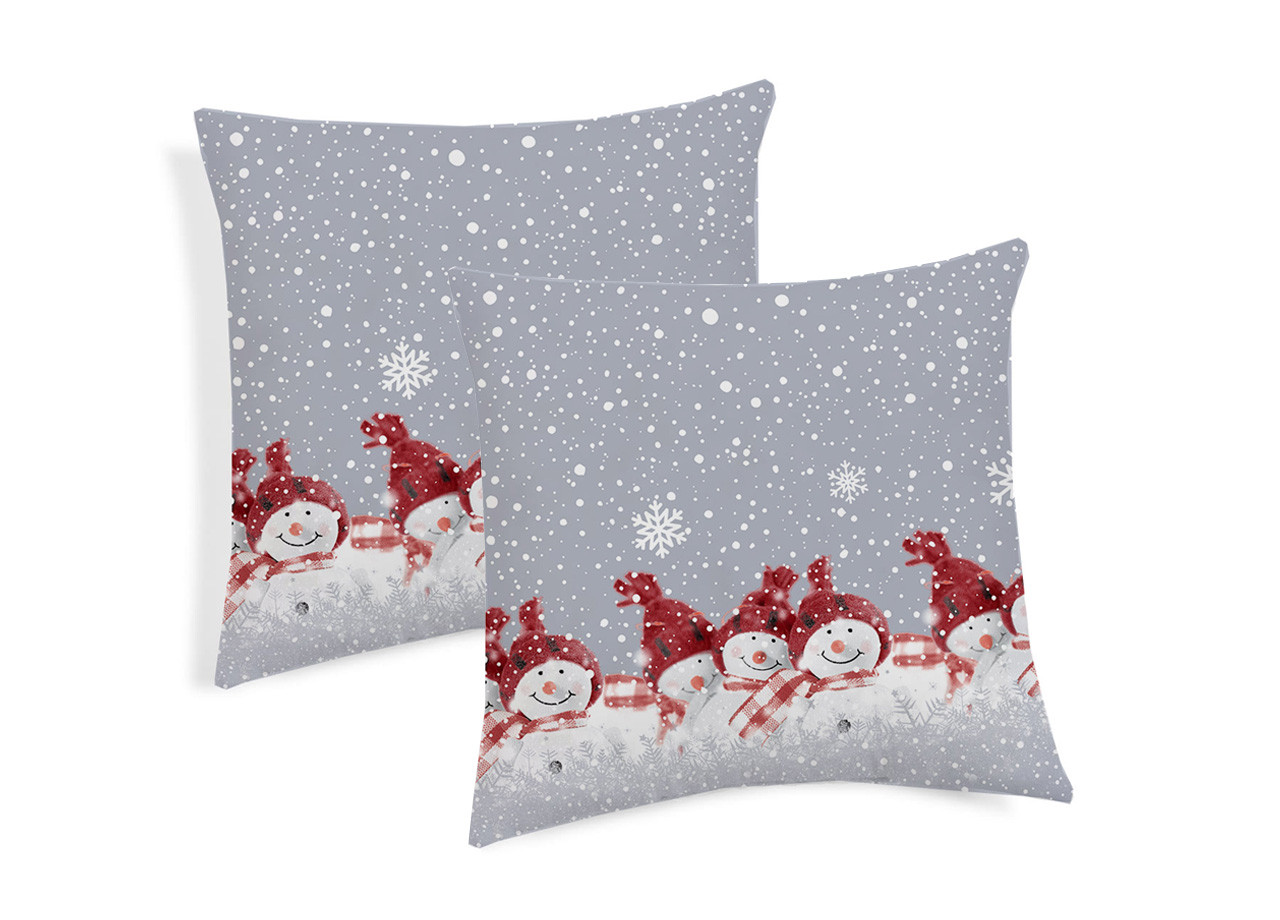 Coppia Cuscini Decorativi Per Divano Fantasia Snowman Colore Rosso