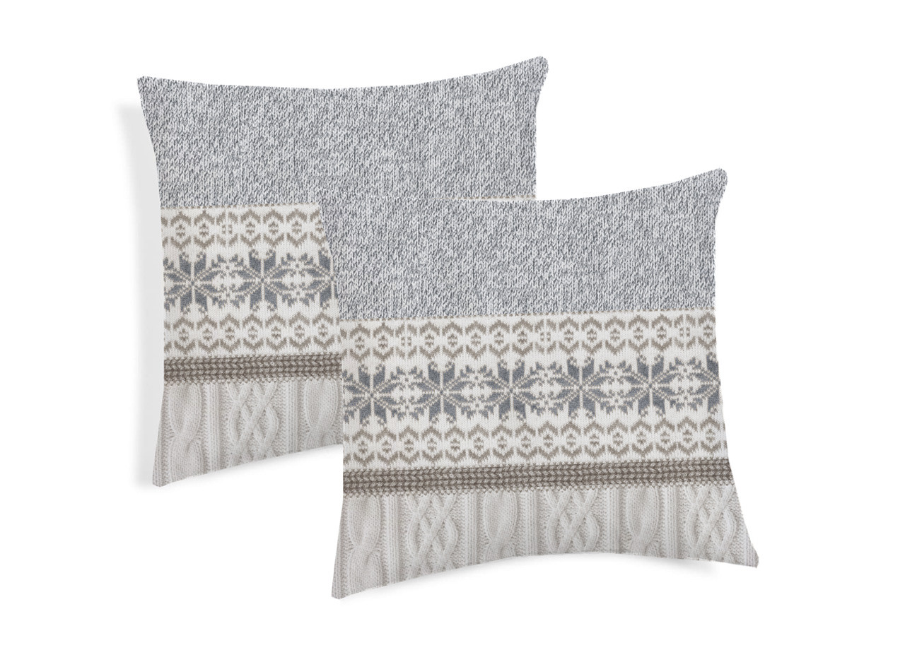 Coppia Cuscini Decorativi Per Divano Fantasia Maglia Colore Grigio