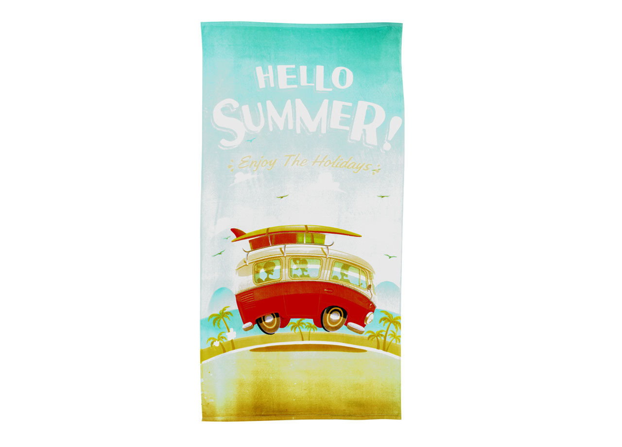 Telo Mare Stampato In Spugna Per Spiaggia Estate Modello Traveling Hello Summer