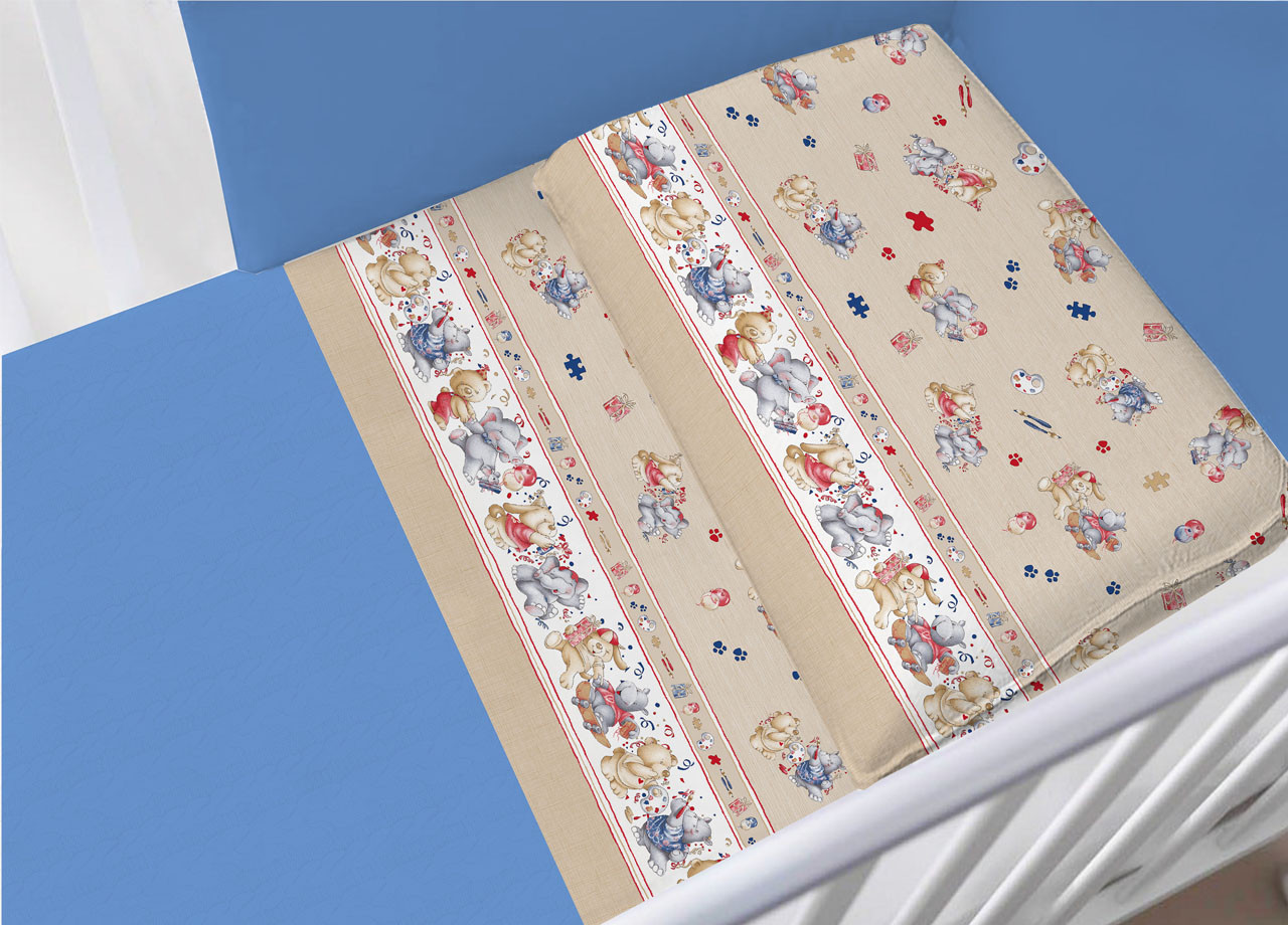 Completo Lenzuola Per Lettino In puro Cotone Fantasia 6482