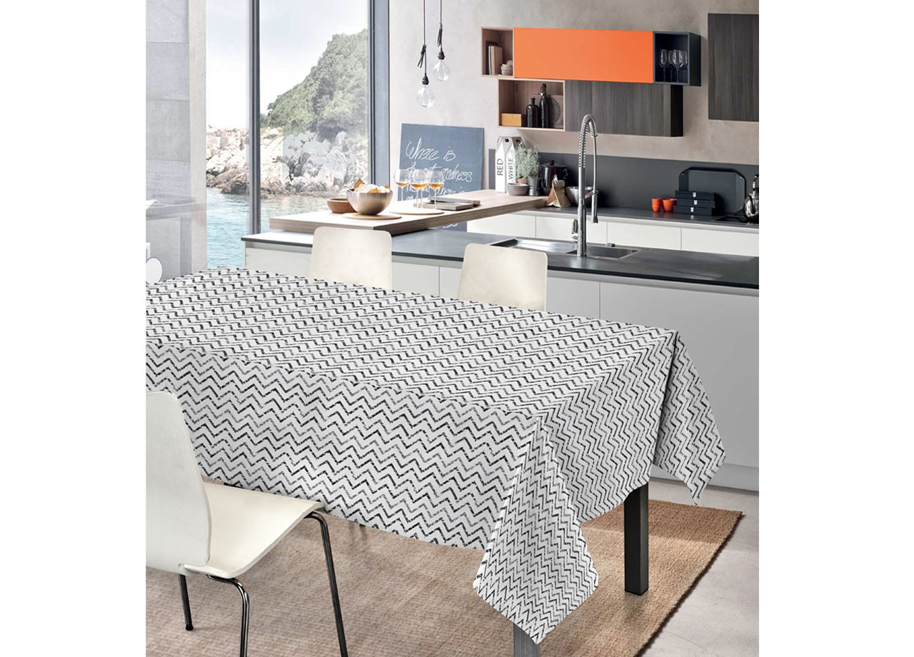 Tovaglia In Puro Cotone Fantasia Zig Zag S.V.