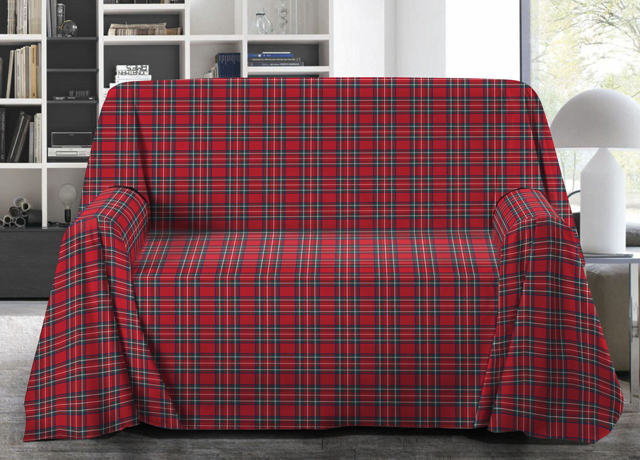 Telo Arredo Copritutto Puro Cotone Fantasia Scozzese Kilt Rosso GI