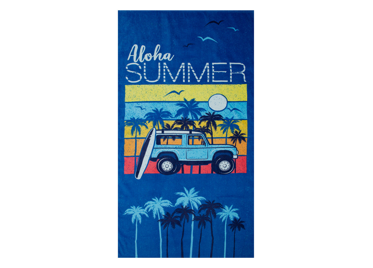 Telo Mare 80x160 Spugna Stampato Piscina Spiaggia California Aloha Summer