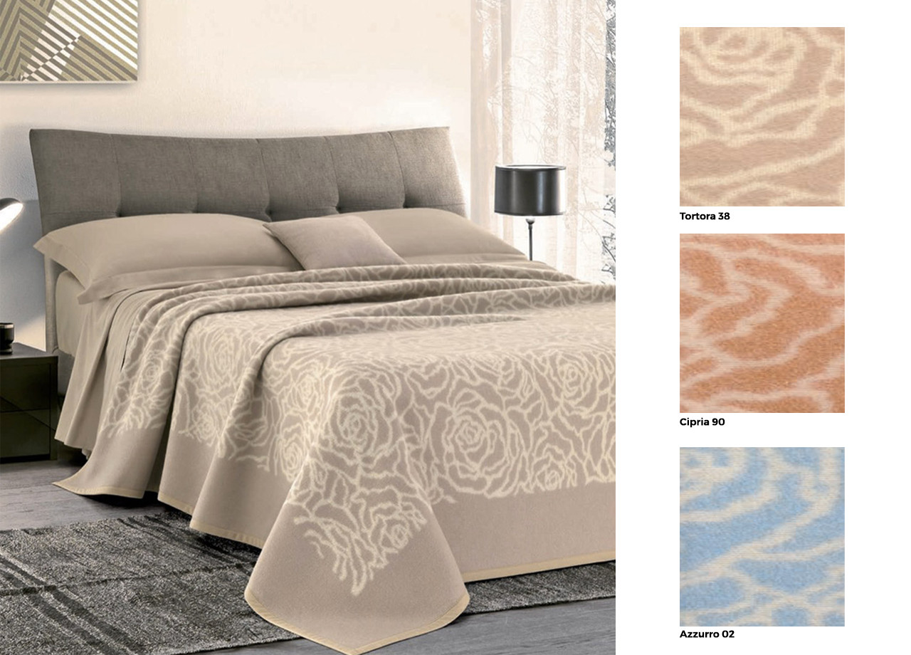 Coperta Jacquard Per Letto In Pura Lana Vergine Modello Venice