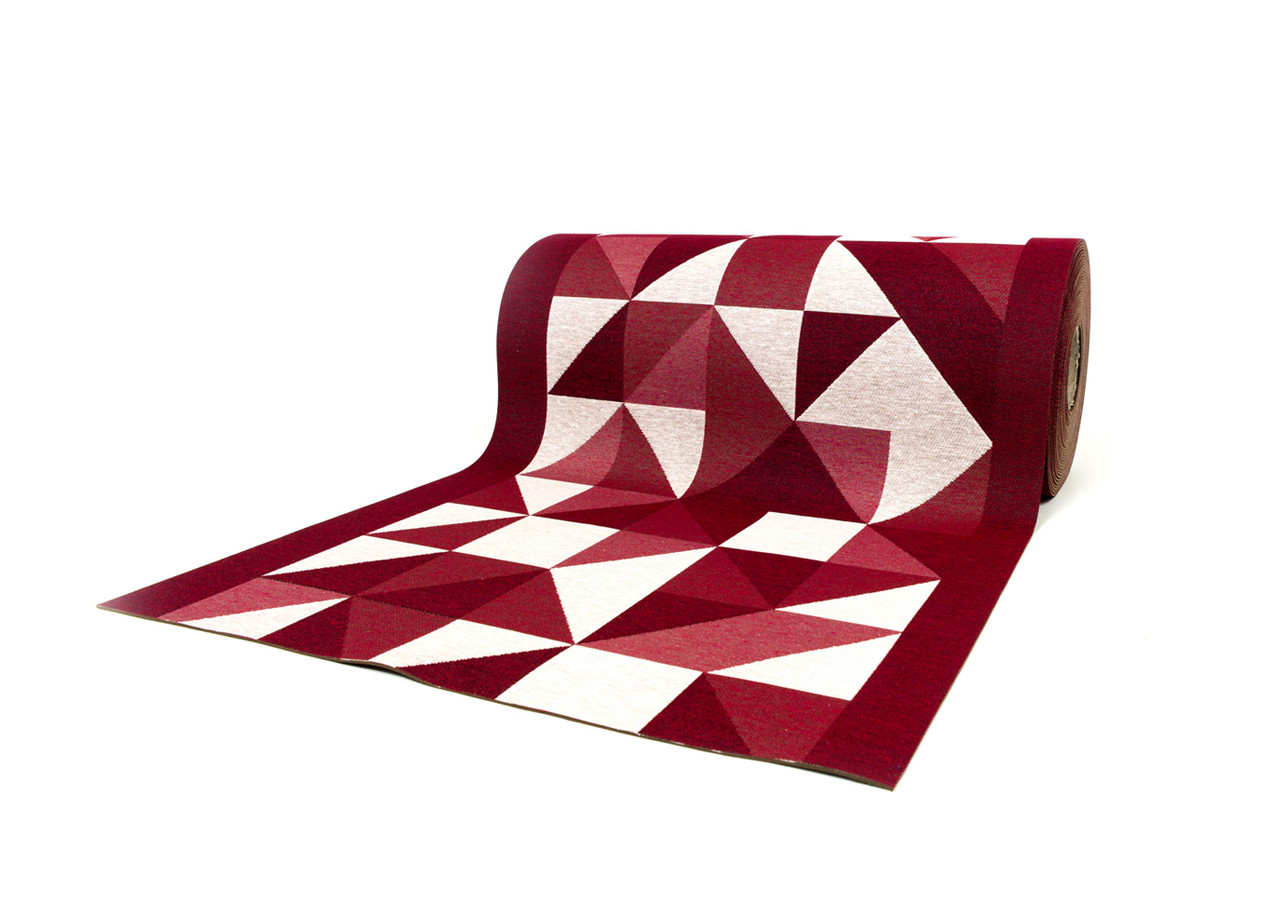 Passatoia Antiscivolo Cucina In Tessuto Jacquard Disegno Origami Bordeaux