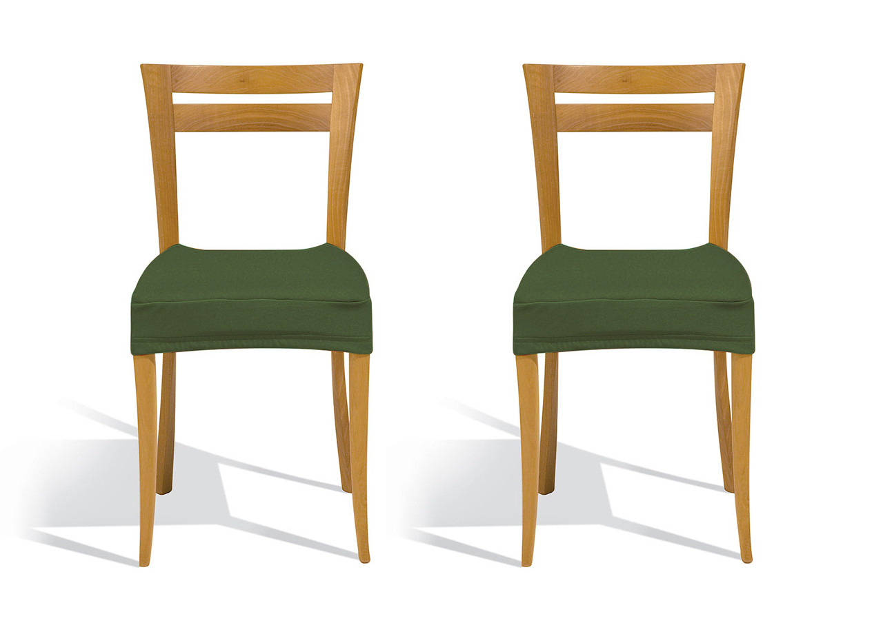 Set Coppia Copriseduta Sedia Tessuto Antimacchia In Tinta Unita Easy Verde