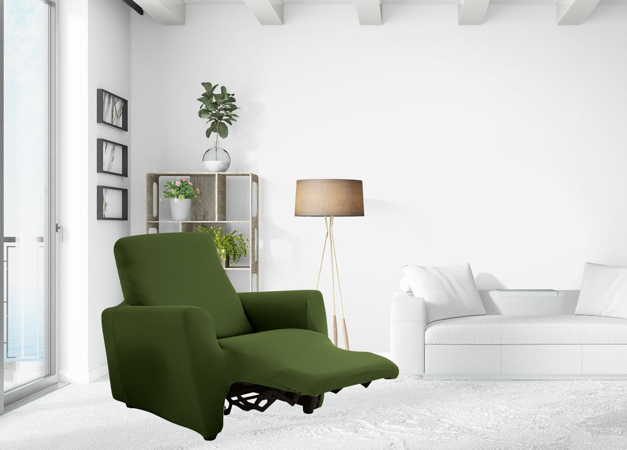 Copripoltrona Reclinabile Chaise Longue Antimacchia Elastica Magic Tinta Unita Verde