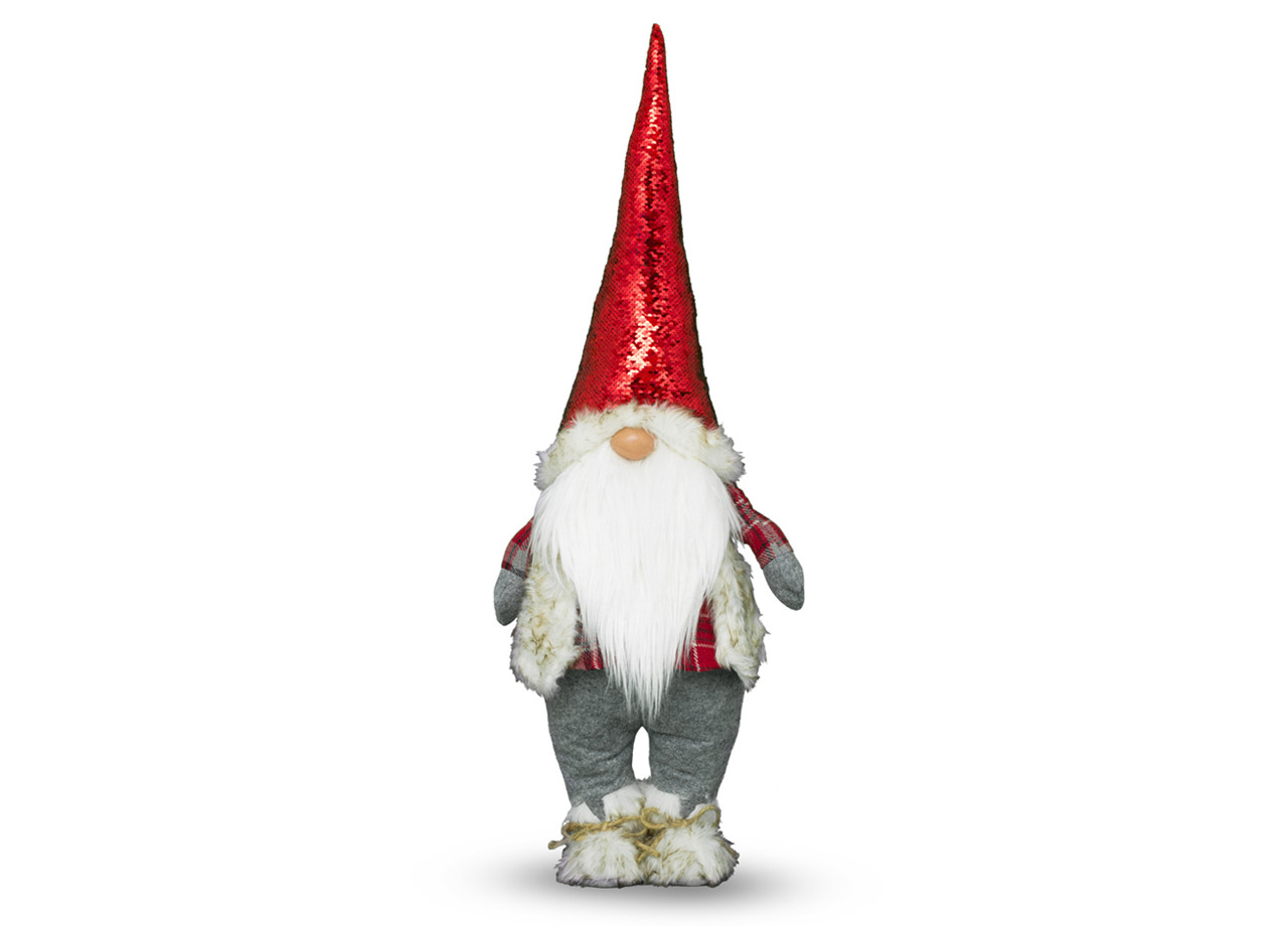 Elfo Con Pajettes Gnomo Arredo Natale Pupazzo Decorazione Alto 150 cm