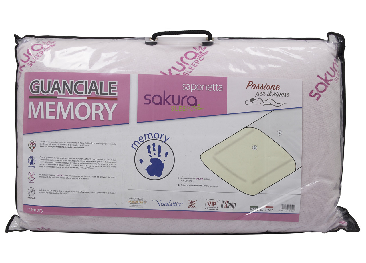 Cuscino Letto In Memory 50x80 cm Guanciale Antiacaro Mod. Sakura