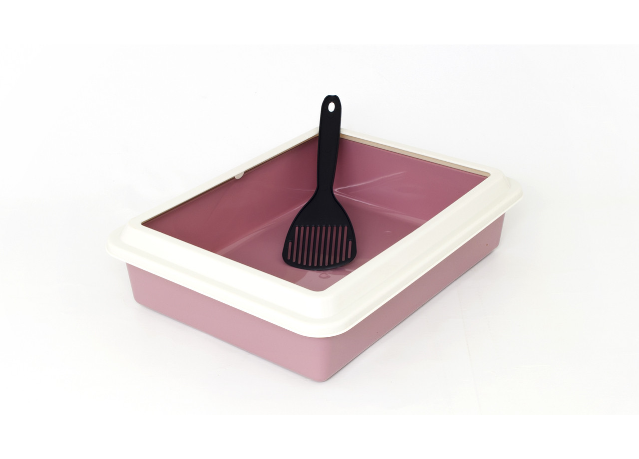 Lettiera Toilette Rettangolare Con Paletta Per Animali 44x34x11cm Modello 700092 Colore Rosa