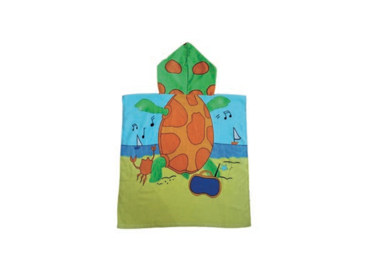 Poncho Mare In Morbida Spugna Linea Billy Disegno Tartaruga