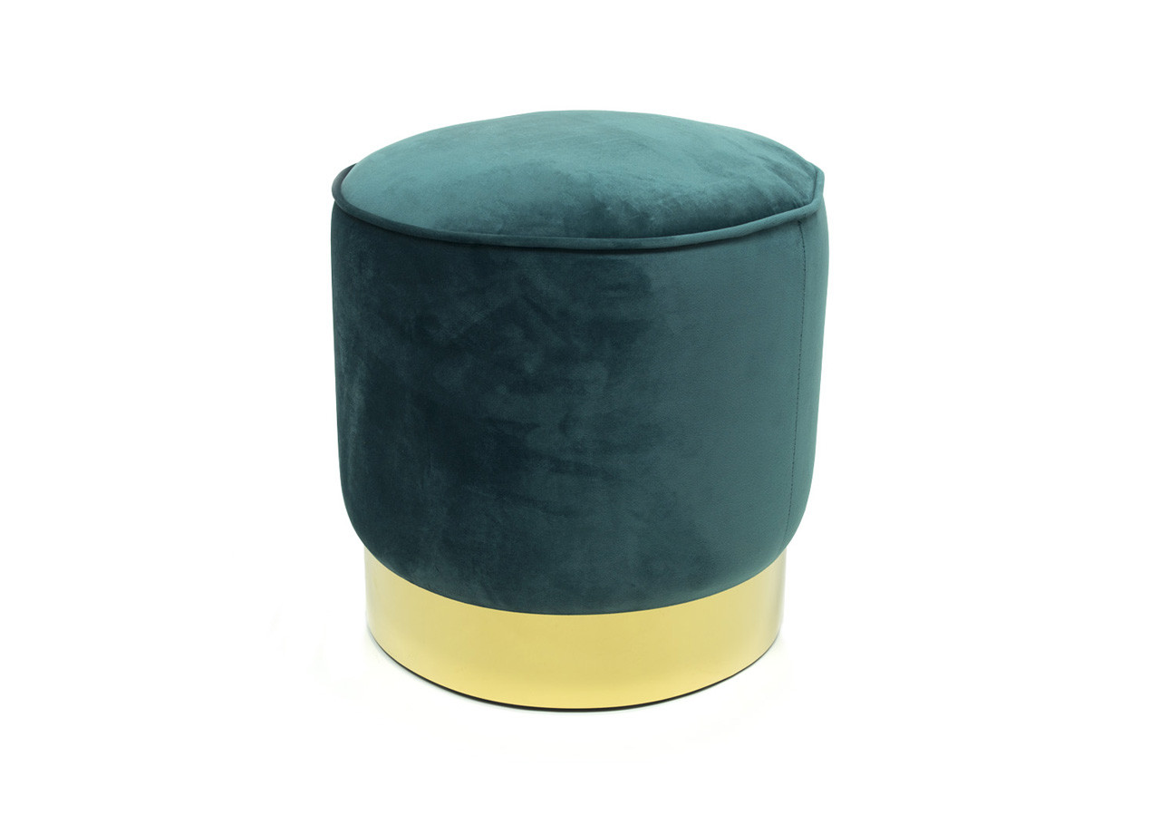 Pouf Arredo Living Rotondo In Velluto Colore Verde Smeraldo