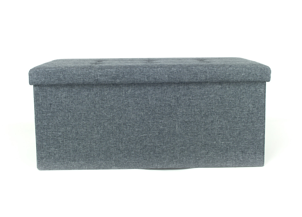 Pouf Contenitore Pratico Multiuso Portaoggetti Modello Double Liner Grigio