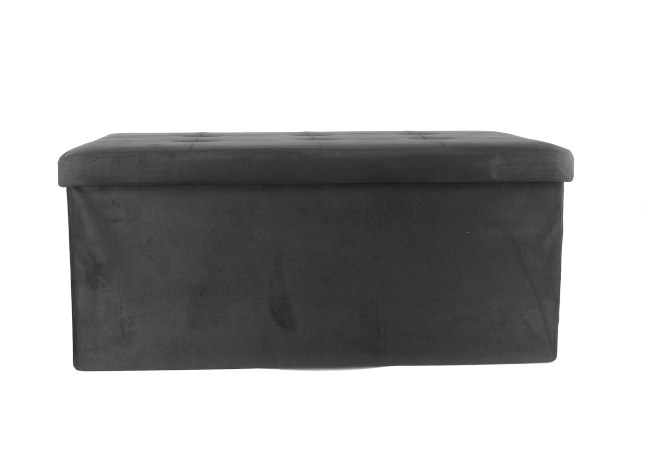 Pouf Contenitore Pratico Multiuso Portaoggetti Modello Double Velvet Nero