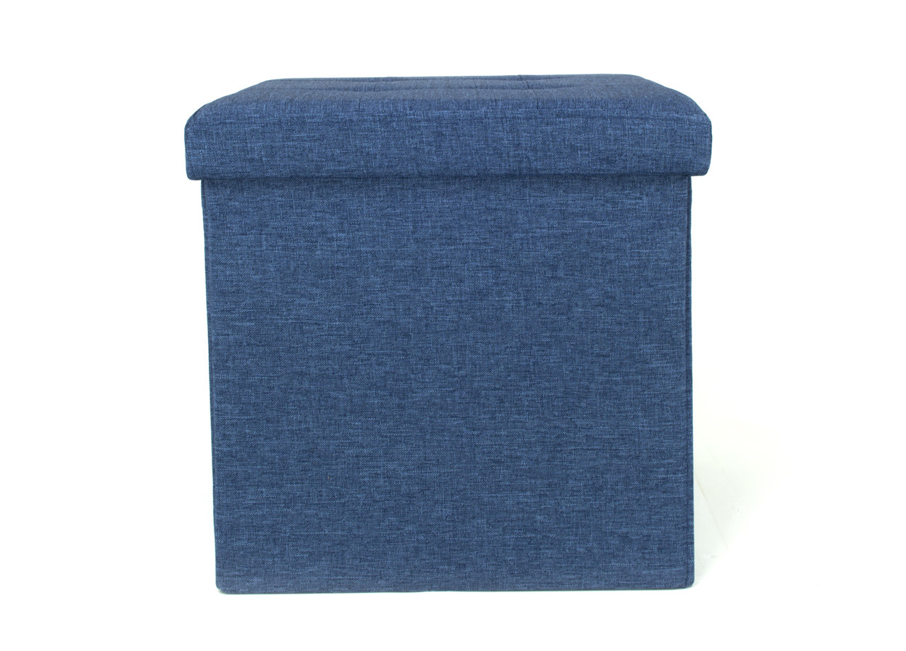 Pouf Contenitore Pratico Multiuso Portaoggetti Modello Liner Blue Jeans