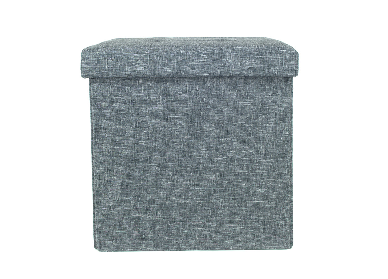 Pouf Contenitore Pratico Multiuso Portaoggetti Modello Liner Grigio