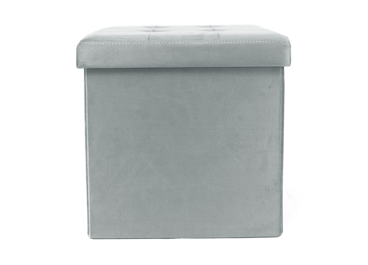 Pouf Contenitore Pratico Multiuso Portaoggetti Modello Velvet Grigio