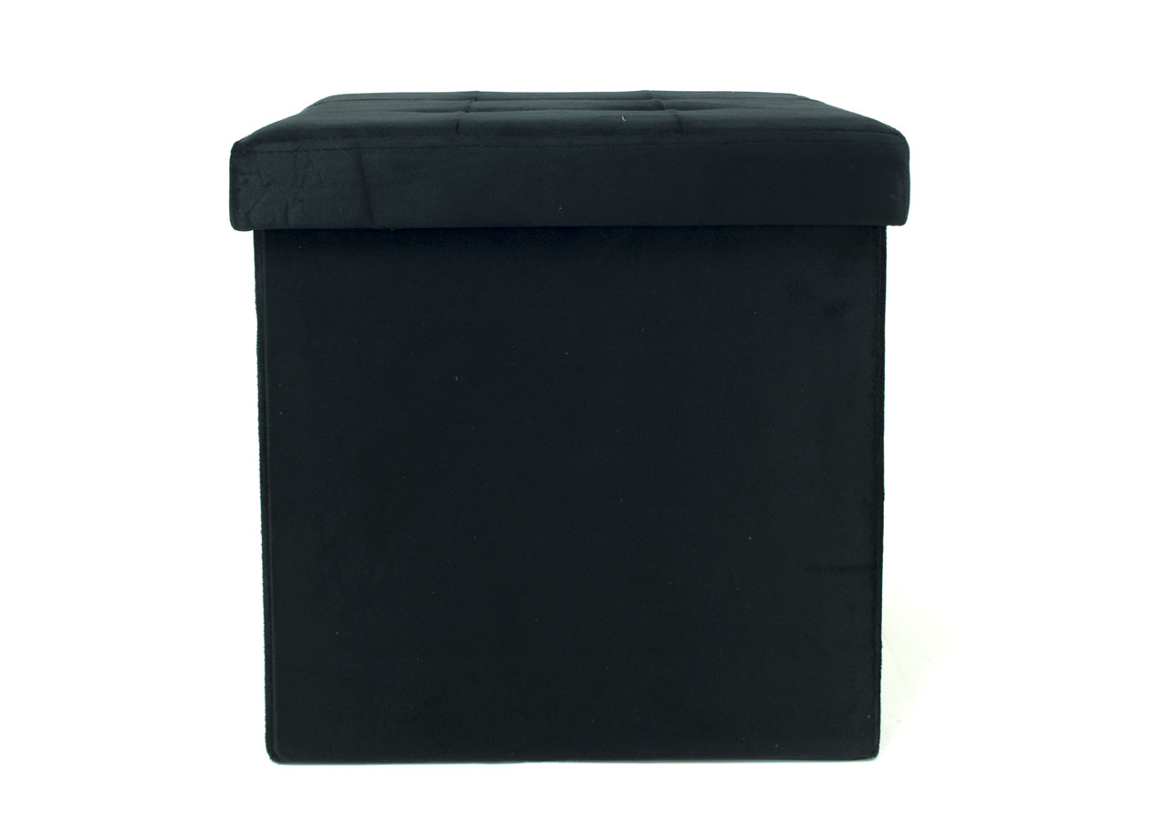 Pouf Contenitore Pratico Multiuso Portaoggetti Modello Velvet Nero