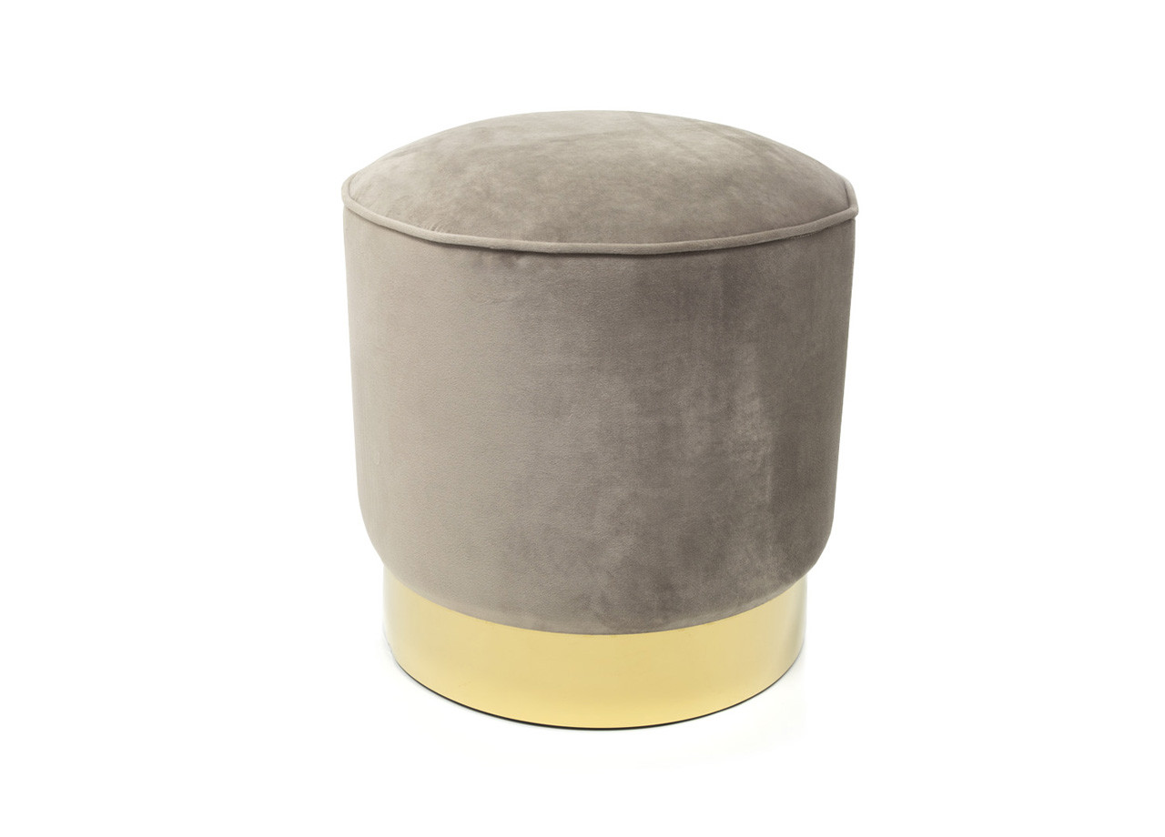 Pouf Arredo Living Rotondo In Velluto Colore Tortora