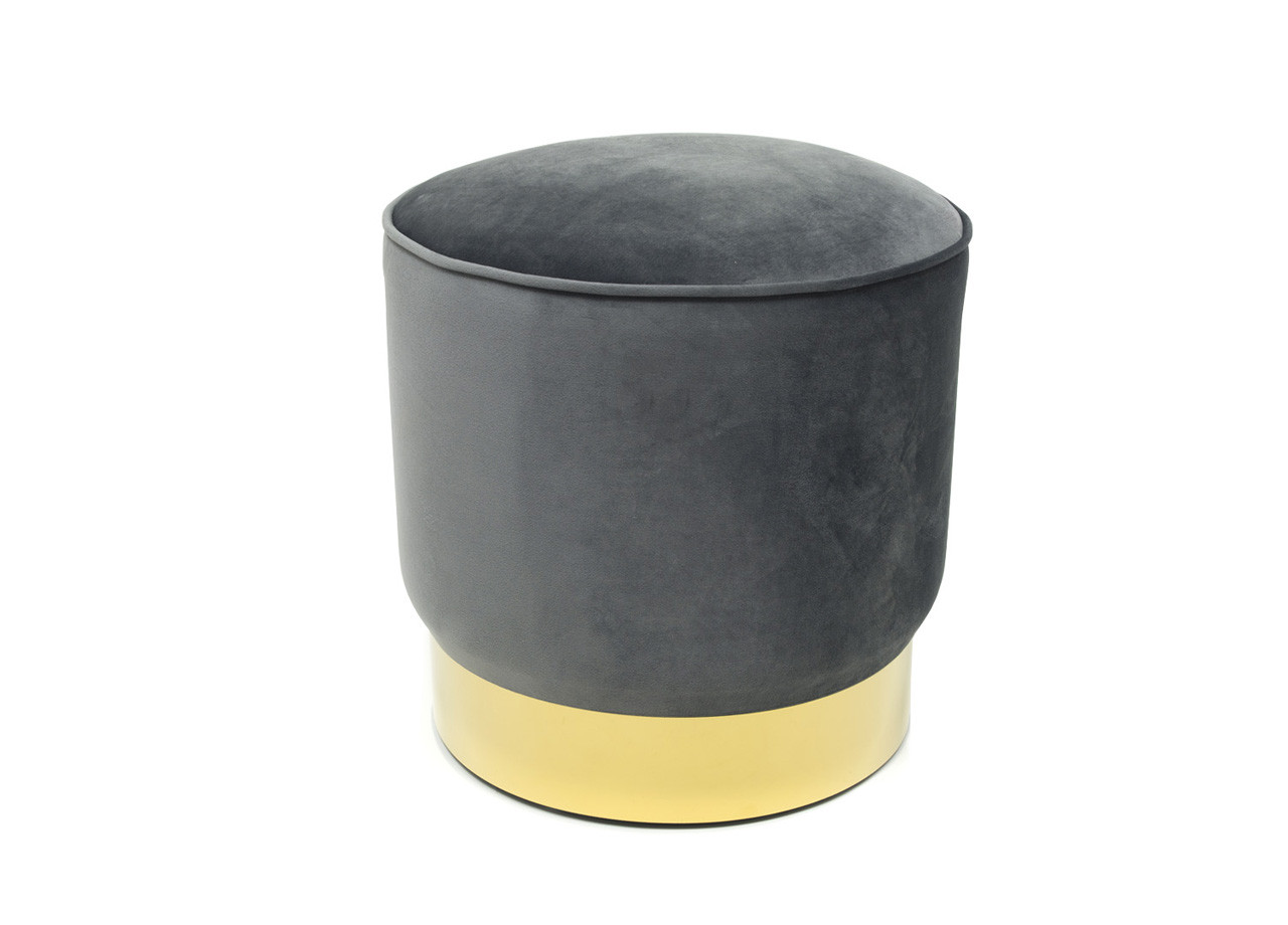 Pouf Arredo Living Rotondo In Velluto Colore Grigio Scuro