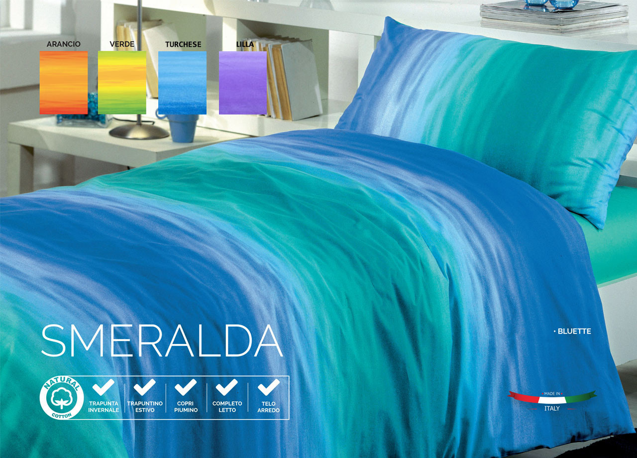 Copripiumino In Puro Cotone Fantasia Smeralda