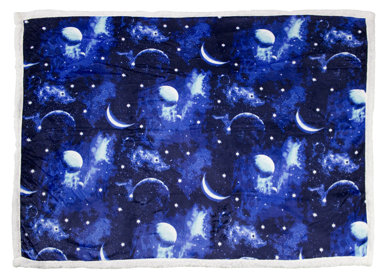 Coperta Plaid Digitale Con Retro Agnellato Fantasia Planet
