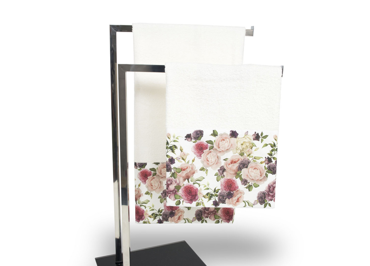 Set di Asciugamani E Teli Bagno Balza in Stampa Digitale Linea Fresh Rose