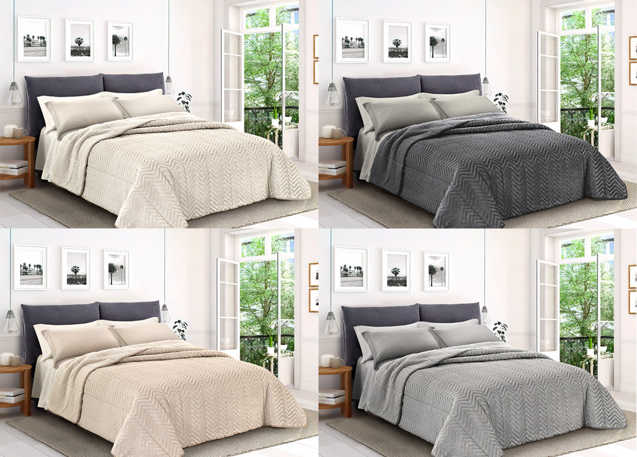 Trapunta Inverno Morbida Pelliccia Double Face Piumone Alaska Chevron