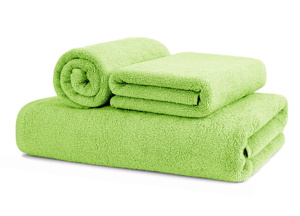 Set di Asciugamani e Teli per il Bagno In Spugna Linea Sophie Colore Verde Acido