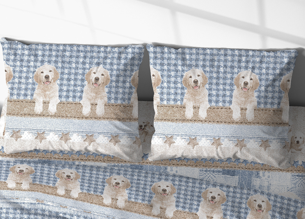 Paia 2 Federe Guanciale Letto Clip Laterali Puro Cotone Modello Cani