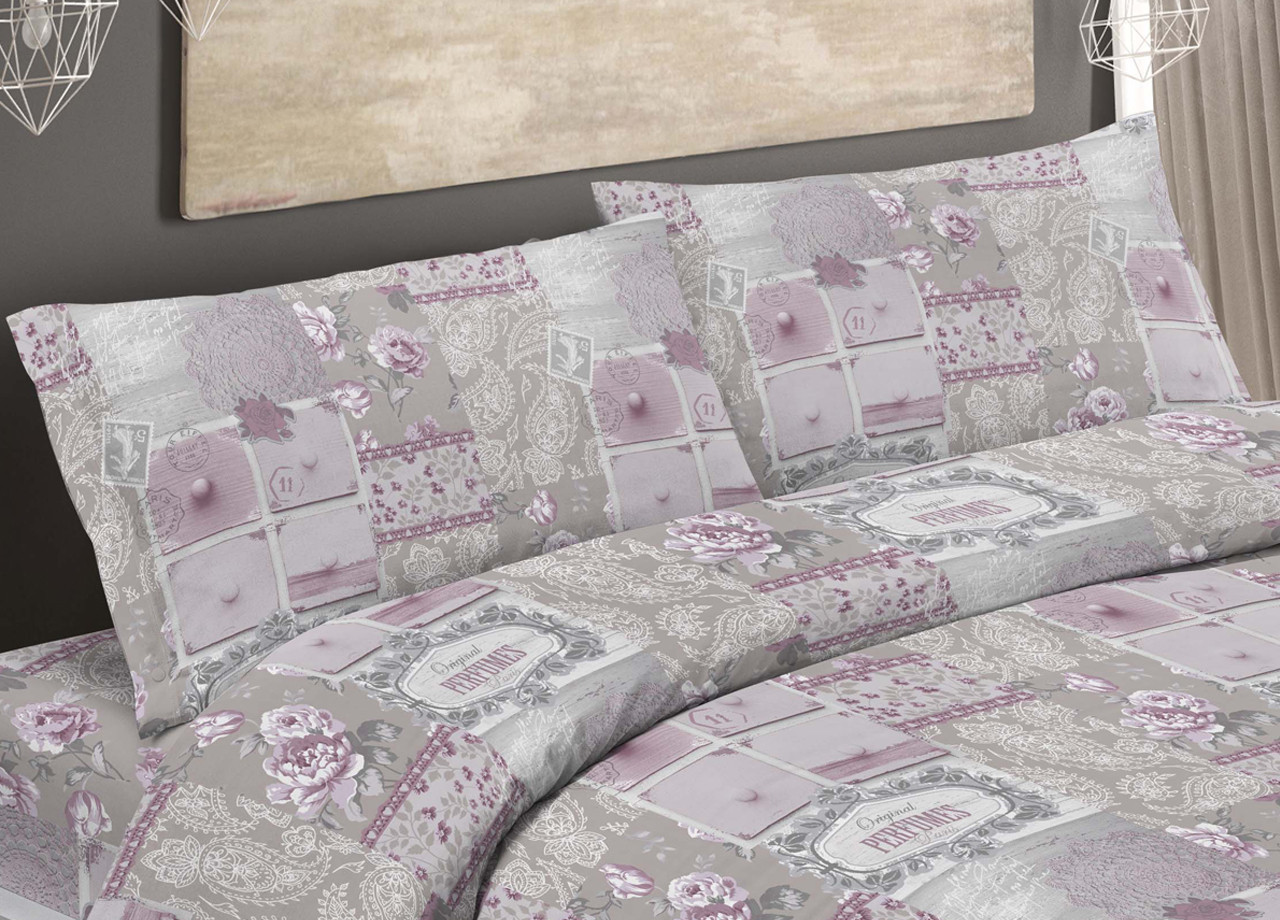 Set 2 pezzi Federe Con Bottoni Cuscino Letto In Puro Cotone Chic Rosa
