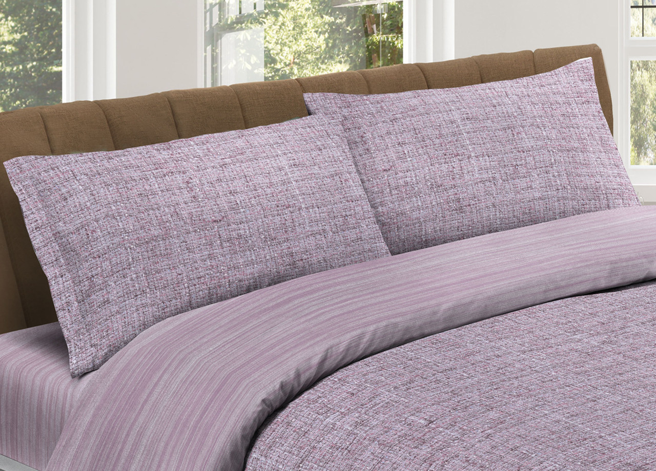 Set 2 pezzi Federe Con Bottoni Cuscino Letto In Puro Cotone Tweed Rosa
