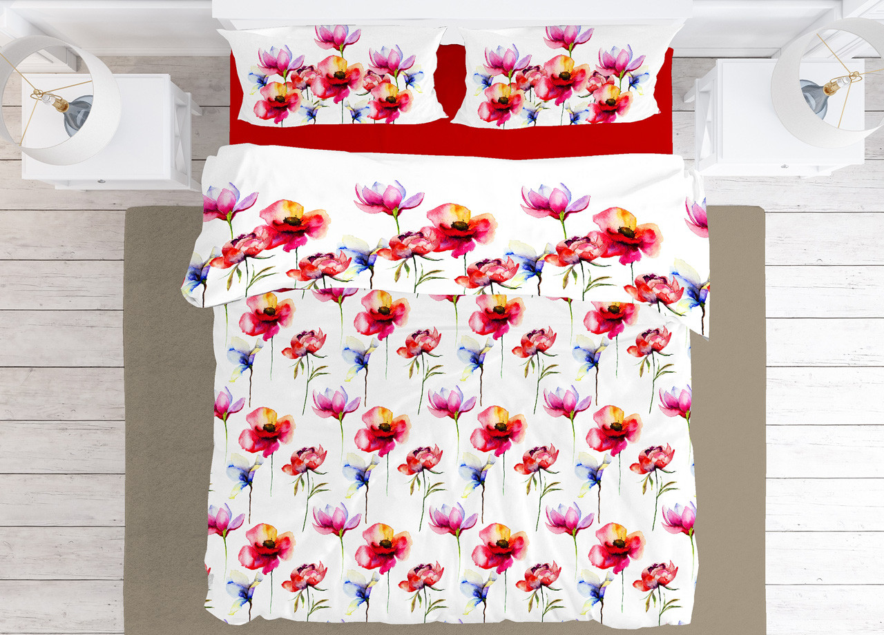 Set Sacco Copripiumino Federe Stampa Digitale Letto 2 Piazze Mod. Flora