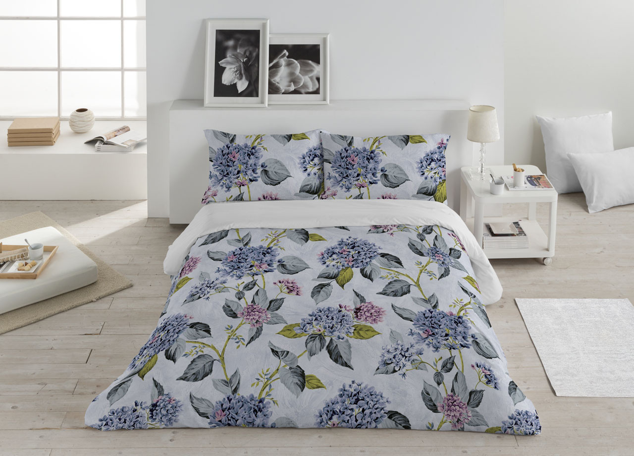 Parure Copripiumino Sacco Microfibra Made Italy Modello Botanico Rustico