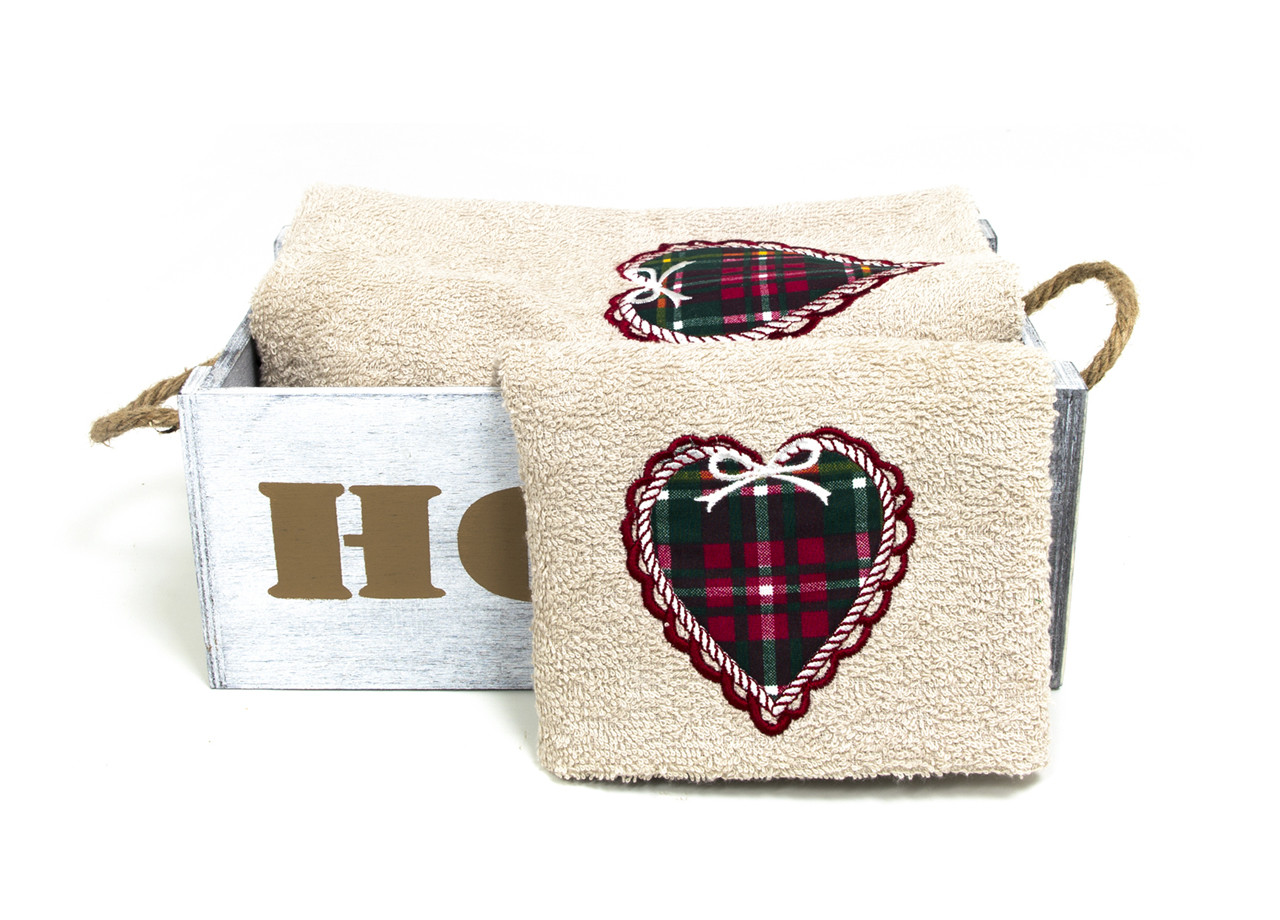 Set Salviette In Cotone Modello Kilt Colore Tortora