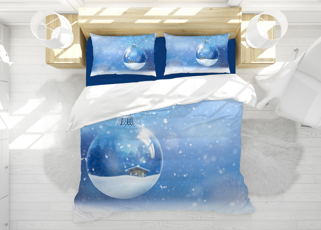 Sacco Copri Piumino 2 Piazze Stampa Digitale Fantasia Neve