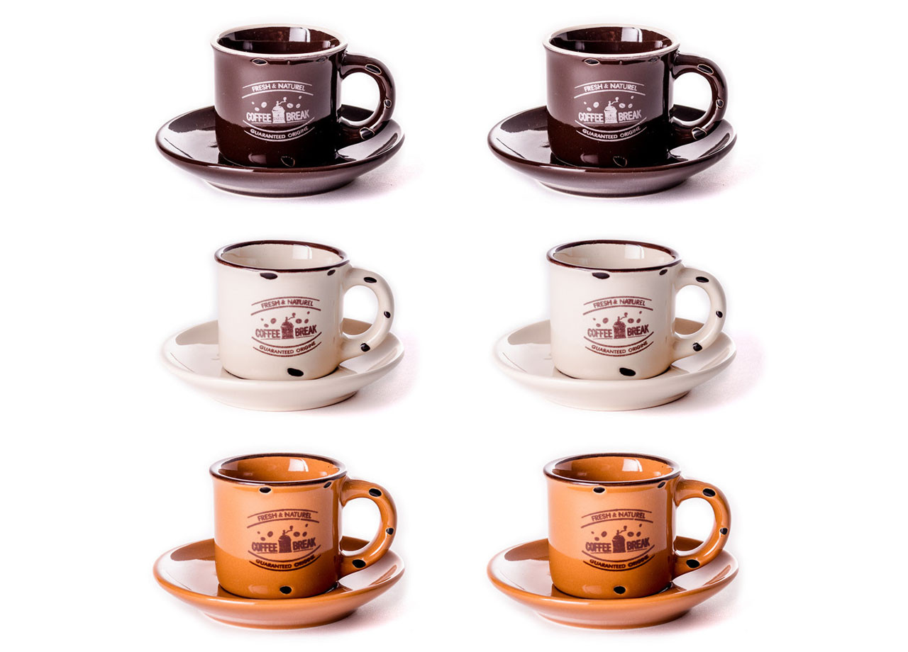 Set 6 Tazzine Coffee Tazza Con Piattino Caffè Espresso Linea Classic