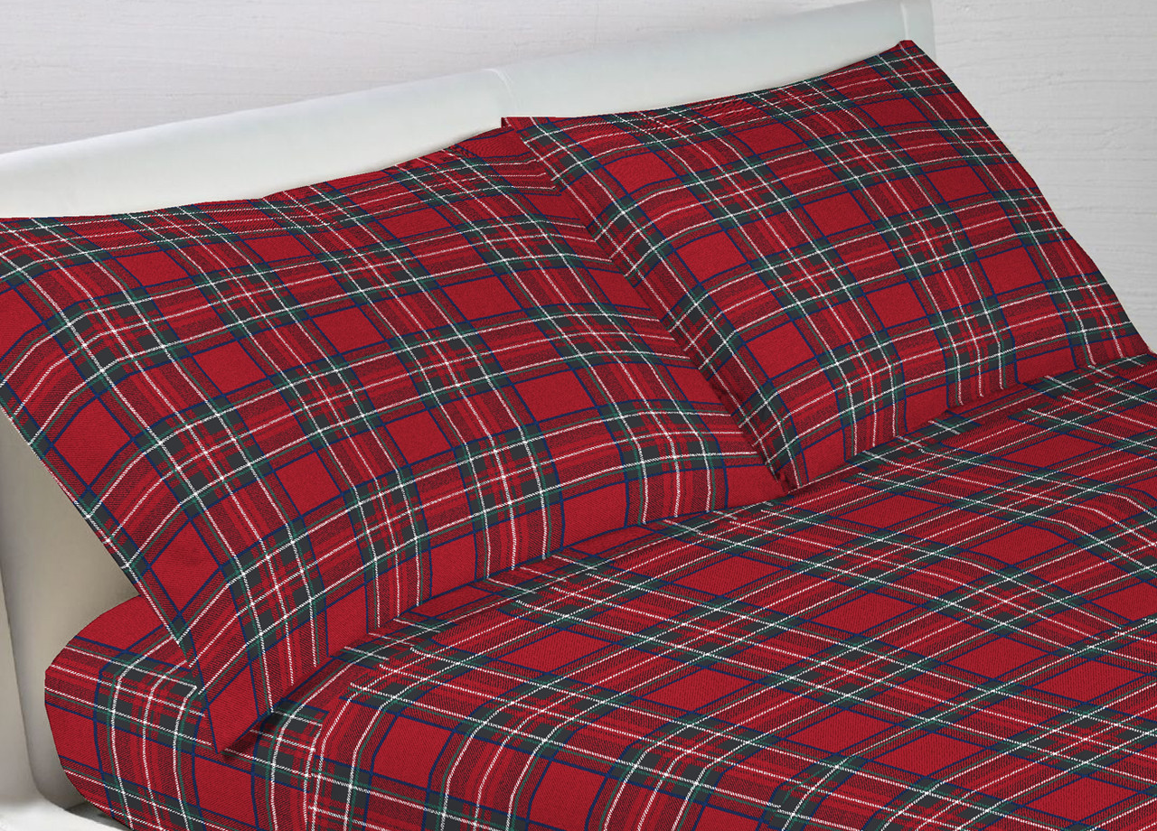 Set Completo Lenzuola Estate In Puro Cotone Dis. Scozzese G.I