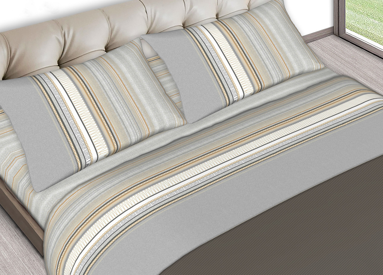 Set Completo Lenzuola Estate In Puro Cotone Flat Beige C.N.