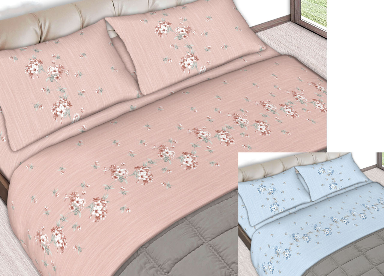 Completo Lenzuola In Puro Cotone 2 Piazze Made In Italy Disegno Linda