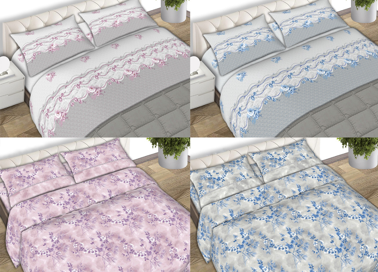 Parure Completo Lenzuola Puro Cotone Fantasie Floreali Fiori CN