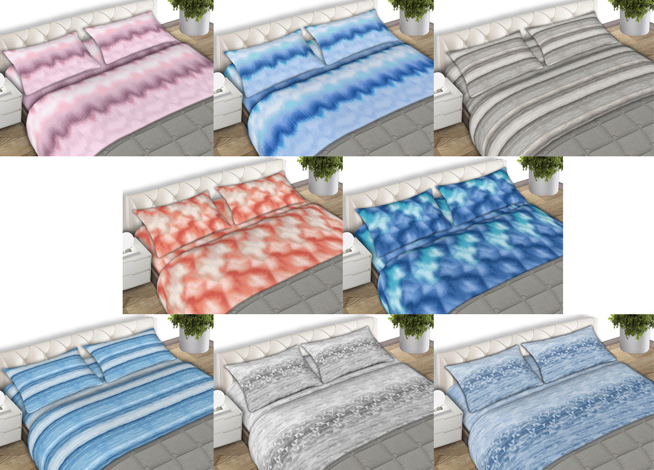Parure Completo Lenzuola Puro Cotone Letto Singolo e Matrimoniale Varie Fantasie CN