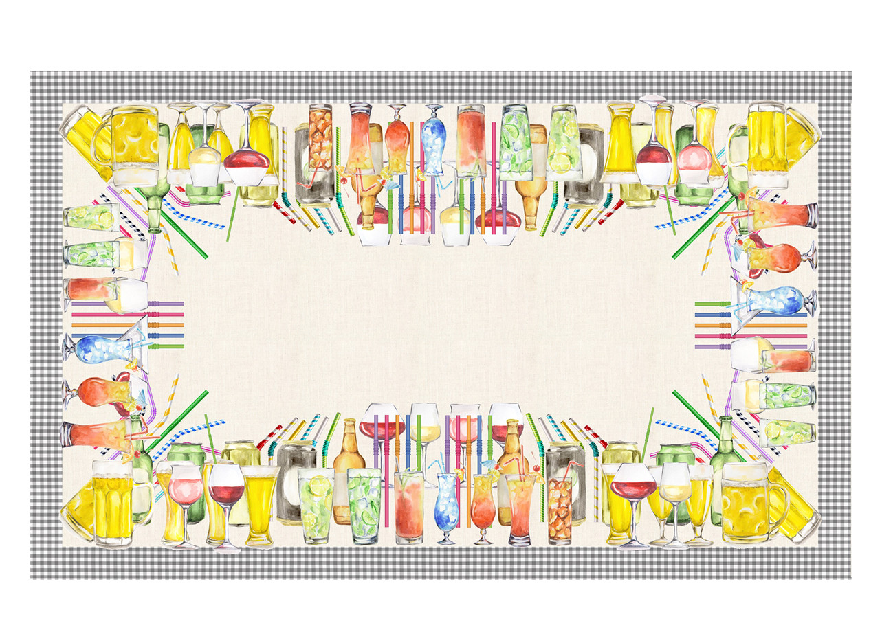 Tovaglia Digitale In Puro Cotone Made Italy Copritavolo Dis Drinks GI