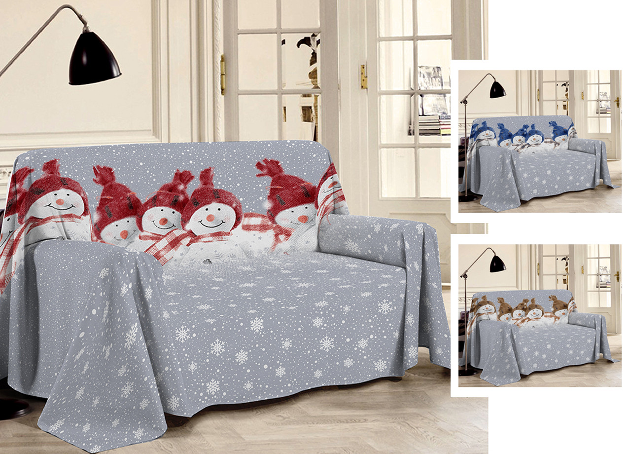 Telo Arredo Copriletto Puro Cotone Pensieri Delicati Modello Snowman