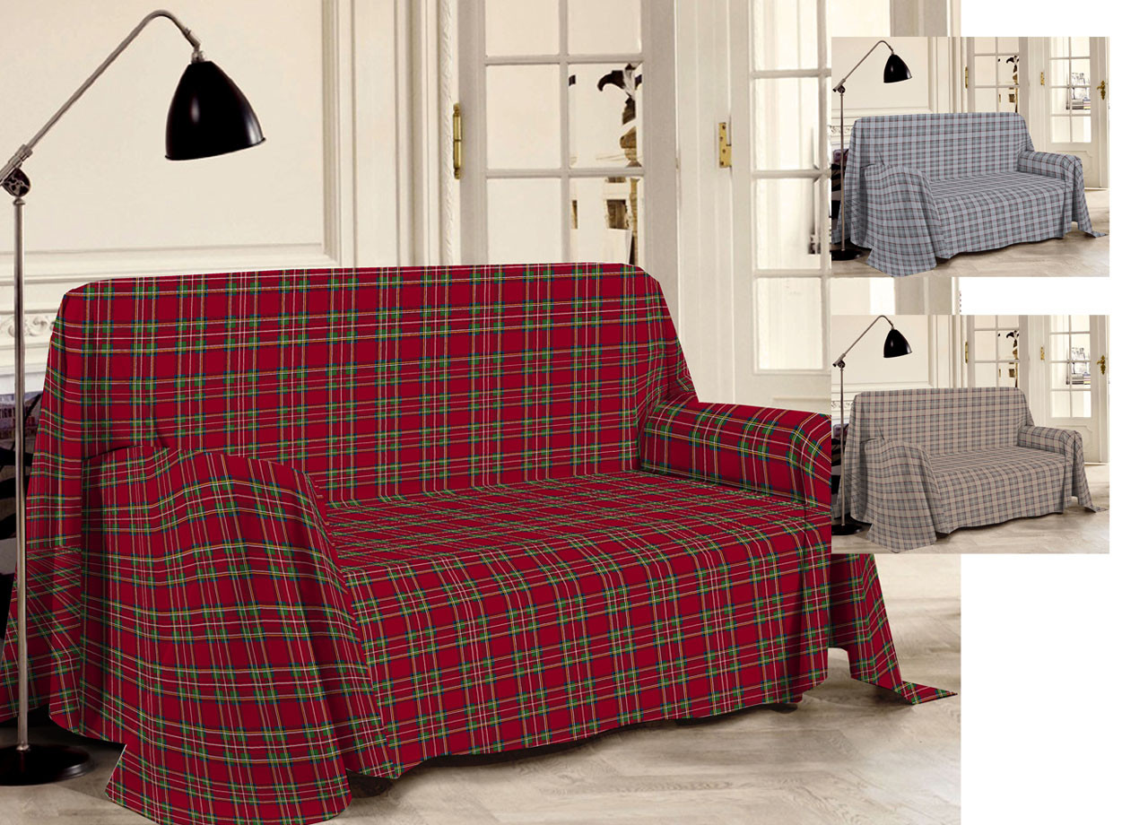 Telo Arredo Copri Tutto Grandfoulard Puro Cotone Dis. Pensieri Delicati Tartan 