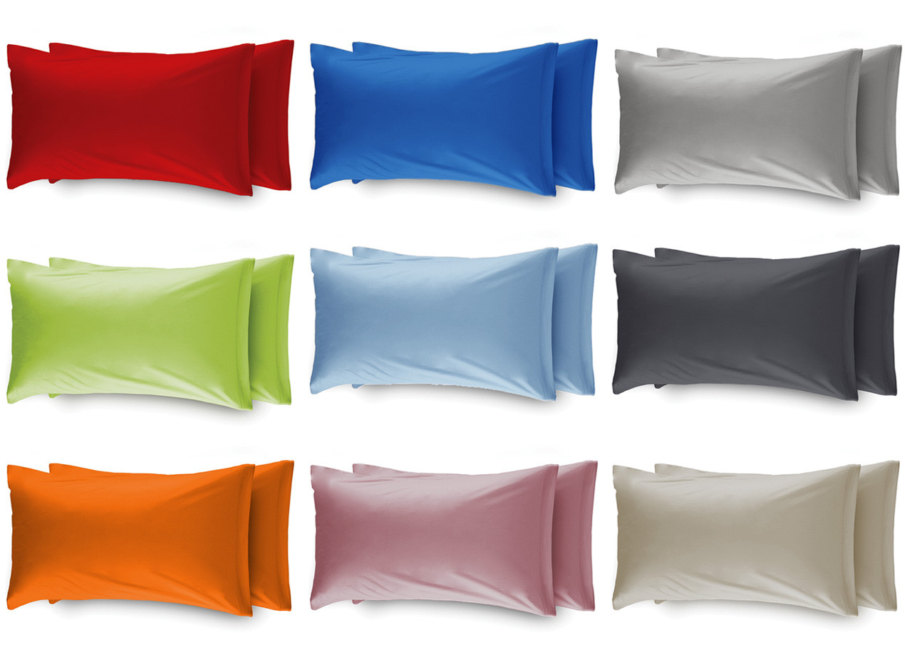 Pack 2 Federe Per Guanciale Letto Camper Roulotte Puro Cotone Tinta Unita