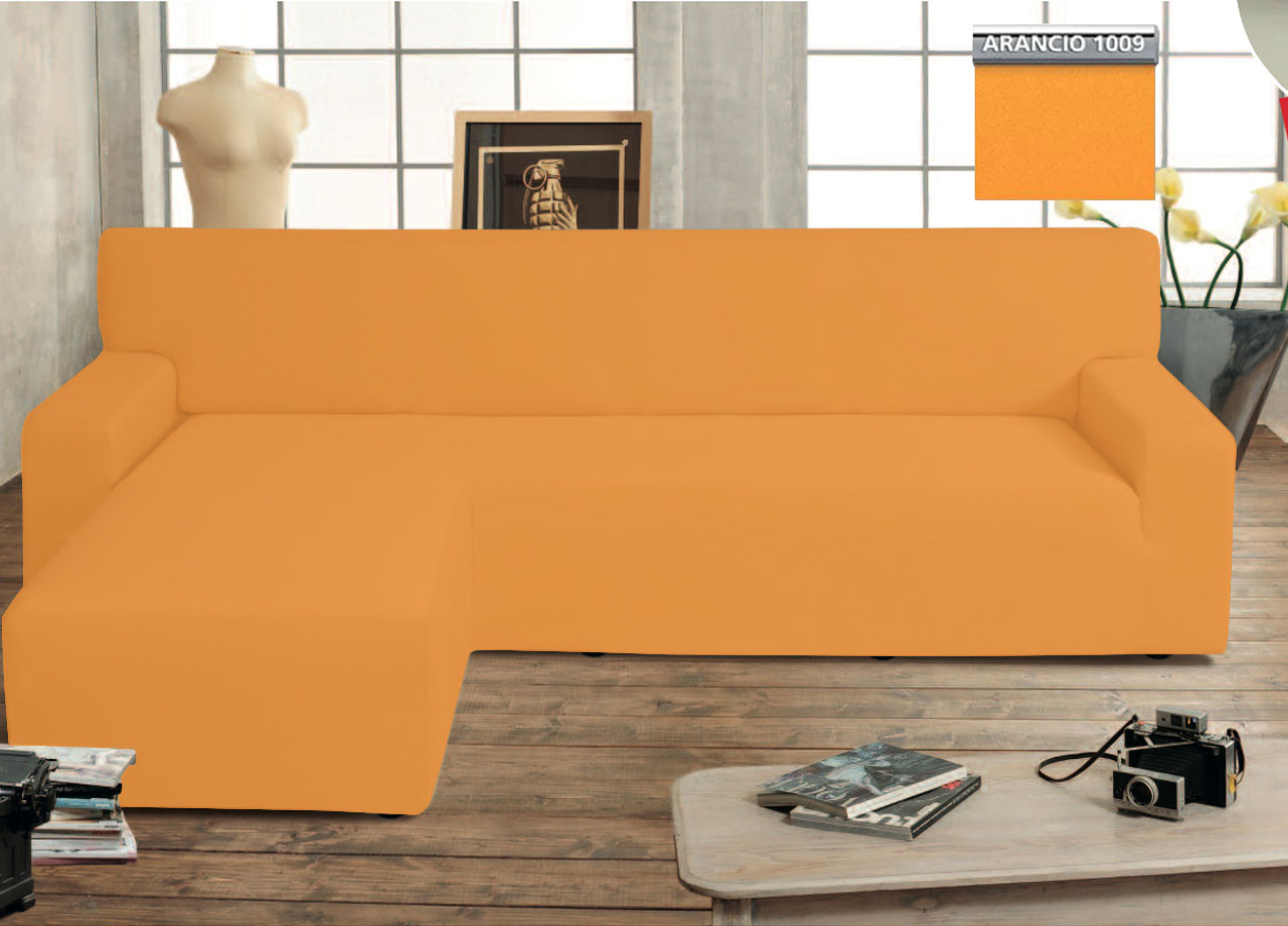 Copridivano Linea Genius Con Penisola Chaise Longue Modello Swing Arancio