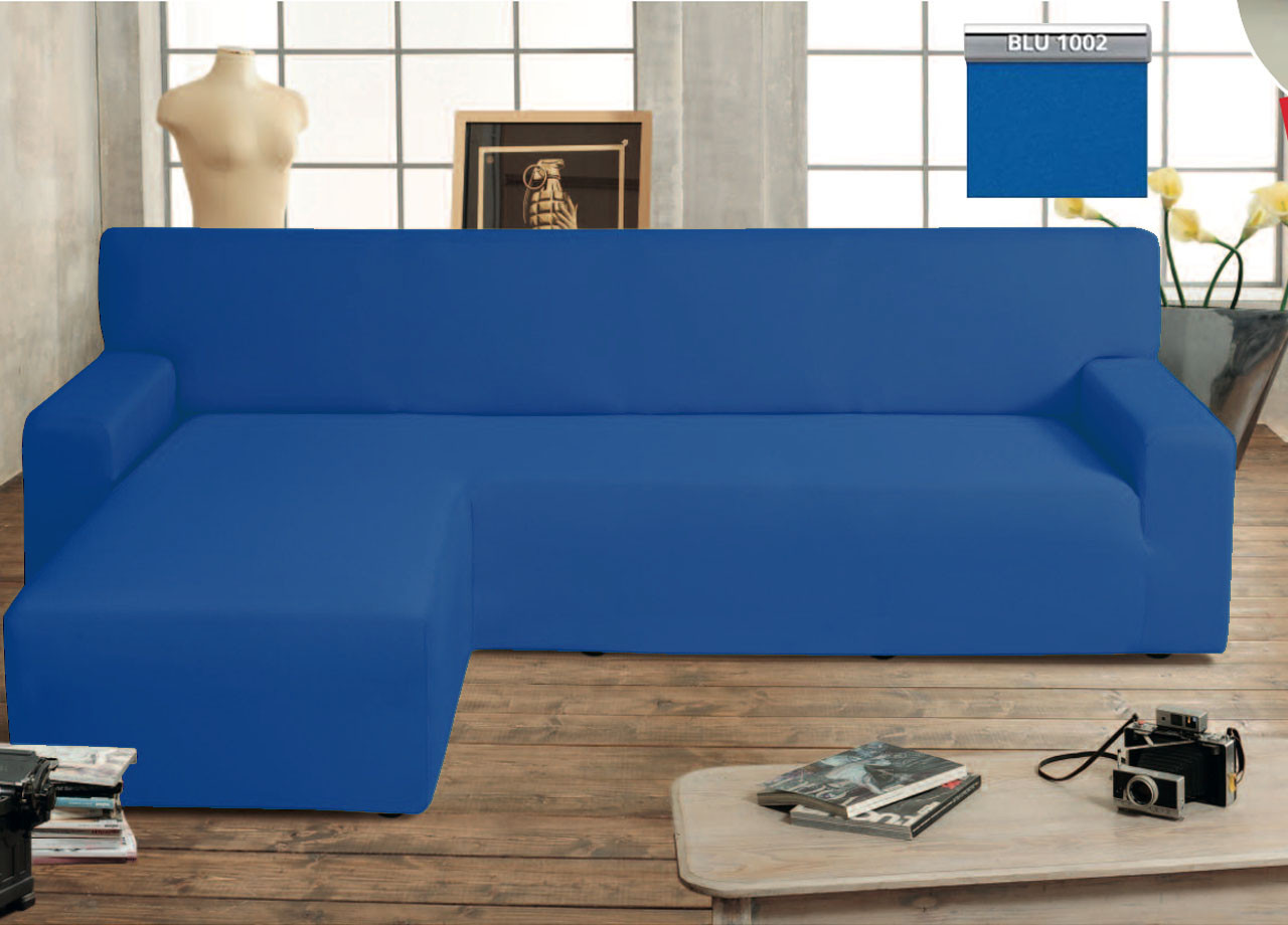 Copridivano Linea Genius Con Penisola Chaise Longue Modello Swing Blu